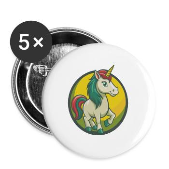 Einhorn süße Kawaii Cartoon Clipart Haustier Tier - Buttons groß 56 mm (5er Pack) - Weiß - Vorne
