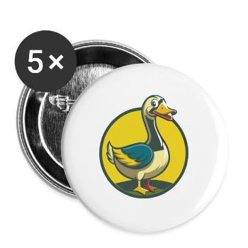 Oie mignon Kawaii dessin animé Clipart Animal de compagnie - Lot de 5 grands badges (56 mm) - blanc - Devant