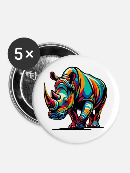 Nashorn - Buttons groß 56 mm (5er Pack) - Weiß