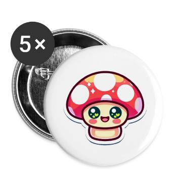 Kawaii Mushrooms Cottagecore Vintage - Buttons large 2.2''/56 mm (5-pack) - white - Front
