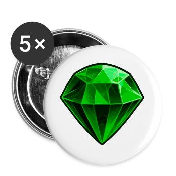 Kostbarer grüner Smaragd Edelstein - Buttons groß 56 mm (5er Pack) - Weiß - Vorne