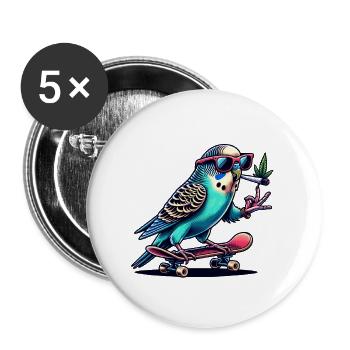 Perruche flagrante - Lot de 5 grands badges (56 mm) - blanc - Devant
