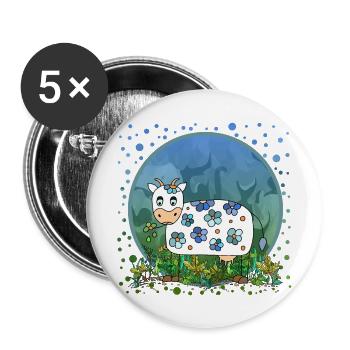 Kuh - Buttons groß 56 mm (5er Pack) - Weiß - Vorne