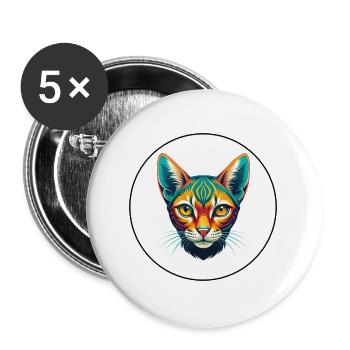 Ocicat Chat Race Dessin Animé Kawaii Animal Animal Pet - Lot de 5 grands badges (56 mm) - blanc - Devant