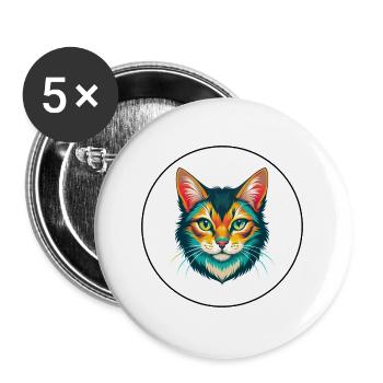Chat Somali Race Dessin Animé Kawaii Animal Pet - Lot de 5 grands badges (56 mm) - blanc - Devant