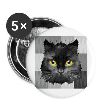 Katze - Buttons groß 56 mm (5er Pack) - Weiß - Vorne