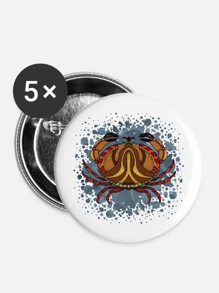 Krebs - Buttons groß 56 mm (5er Pack) - Weiß