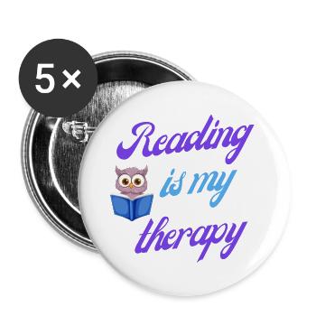 Lesetherapie-Geschenk - Buttons groß 56 mm (5er Pack) - Weiß - Vorne