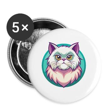 Colorpoint Chat Persan Race Dessin Animé Kawaii Animal - Lot de 5 grands badges (56 mm) - blanc - Devant