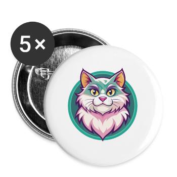 Ragamuffin Chat Race Dessin Animé Kawaii Animal Pet - Lot de 5 grands badges (56 mm) - blanc - Devant