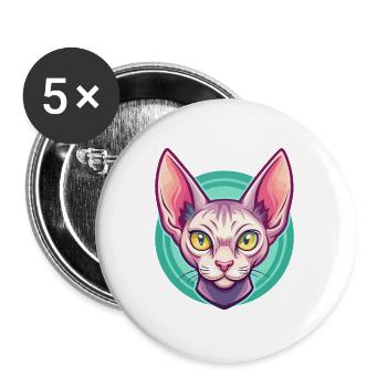 Rouge Devon Rex Chat Race Dessin animé Kawaii Animal Animal Pet - Lot de 5 grands badges (56 mm) - blanc - Devant