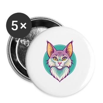 Chat Somali Race Dessin Animé Kawaii Animal Pet - Lot de 5 grands badges (56 mm) - blanc - Devant