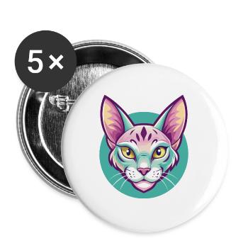Ocicat Chat Race Dessin Animé Kawaii Animal Animal Pet - Lot de 5 grands badges (56 mm) - blanc - Devant