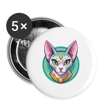 Egyptian Mau Cat Breed Cartoon Kawaii Animal Pet - Buttons large 2.2''/56 mm (5-pack) - white - Front