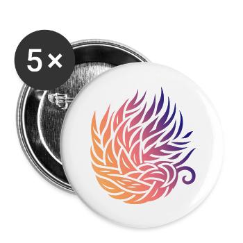 Tourbillon de feuilles abstrait - Lot de 5 grands badges (56 mm) - blanc - Devant