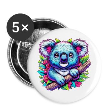Koala - Buttons groß 56 mm (5er Pack) - Weiß - Vorne