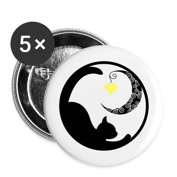 Cat Moon 02 - Buttons large 2.2''/56 mm (5-pack) - white - Front
