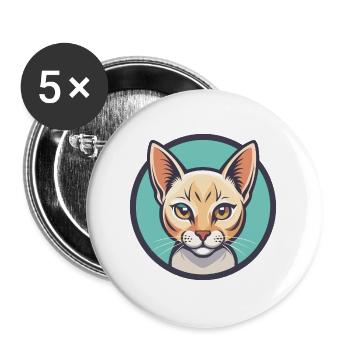 Burmilla Chat Race Dessin Animé Kawaii Animal Pet - Lot de 5 grands badges (56 mm) - blanc - Devant