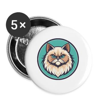 Colorpoint Chat Persan Race Dessin Animé Kawaii Animal - Lot de 5 grands badges (56 mm) - blanc - Devant