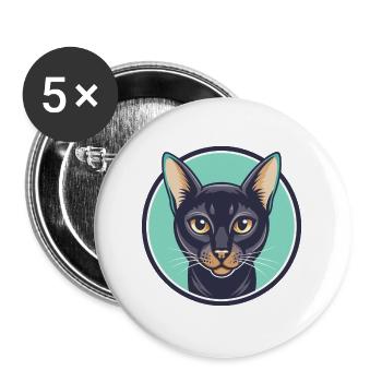 Bombay Katzenrasse Karikatur Kawaii Tier Haustier - Buttons groß 56 mm (5er Pack) - Weiß - Vorne