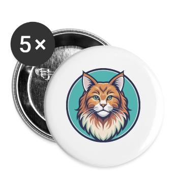 Ginger Longhair Cat Breed Cartoon Kawaii Animal - Buttons large 2.2''/56 mm (5-pack) - white - Front