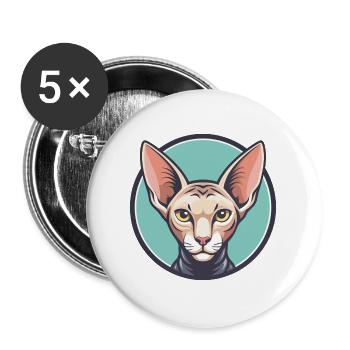 Peterbald Chat Race Dessin Animé Kawaii Animal Pet - Lot de 5 grands badges (56 mm) - blanc - Devant