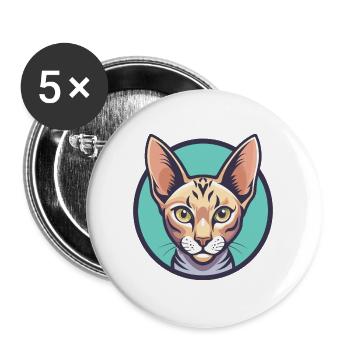 Egyptian Mau Cat Breed Cartoon Kawaii Animal Pet - Buttons large 2.2''/56 mm (5-pack) - white - Front