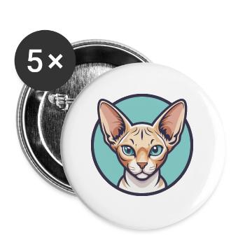 Devon Rex Chat Race Dessin Animé Kawaii Animal Pet - Lot de 5 grands badges (56 mm) - blanc - Devant