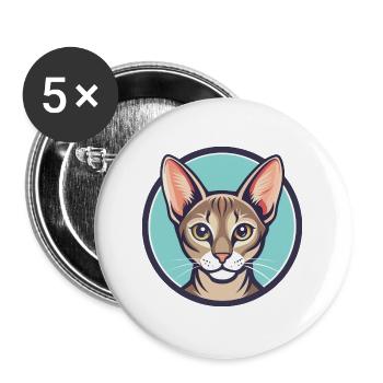 Singapura Katzenrasse Karikatur Kawaii Tier Haustier - Buttons groß 56 mm (5er Pack) - Weiß - Vorne