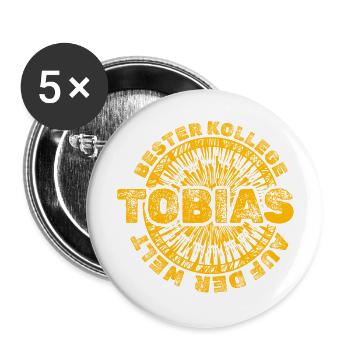 Arbeit Tobias - Buttons groß 56 mm (5er Pack) - Weiß - Vorne