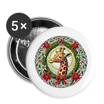 Weihnachtsgiraffe - Buttons groß 56 mm (5er Pack) - Weiß - Vorne