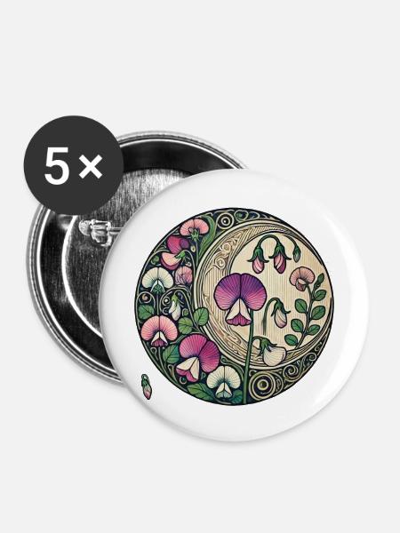 Süßer Erbsen-Mond - Buttons groß 56 mm (5er Pack) - Weiß