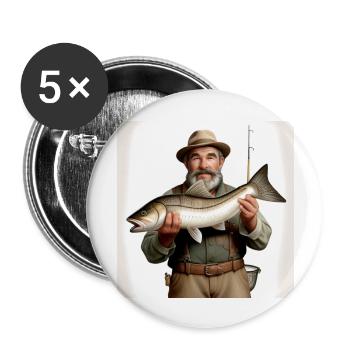 🎣 "Tight Lines" – Klassisches Angler-Design 🐟 - Buttons groß 56 mm (5er Pack) - Weiß - Vorne