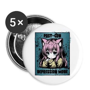 Anime Manga Girl // Post-Con Depression // AS003 - Buttons groß 56 mm (5er Pack) - Weiß - Vorne