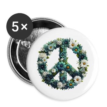 Hippie Soul Groovy Sommer Zeit Frieden Liebe Blumen - Buttons groß 56 mm (5er Pack) - Weiß - Vorne