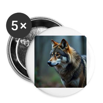 Wolf - Buttons groß 56 mm (5er Pack) - Weiß - Vorne