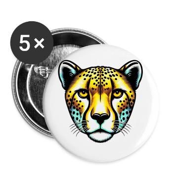 Gepard - Buttons groß 56 mm (5er Pack) - Weiß - Vorne