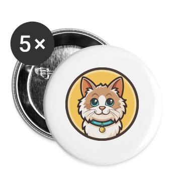 Angora turc Chat Race Dessin animé Kawaii Animal Pet - Lot de 5 grands badges (56 mm) - blanc - Devant