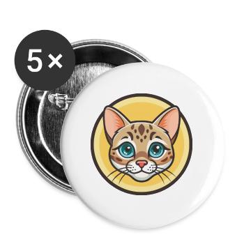 Schnee Bengal Katze Rasse Karikatur Kawaii Tier Haustier - Buttons groß 56 mm (5er Pack) - Weiß - Vorne