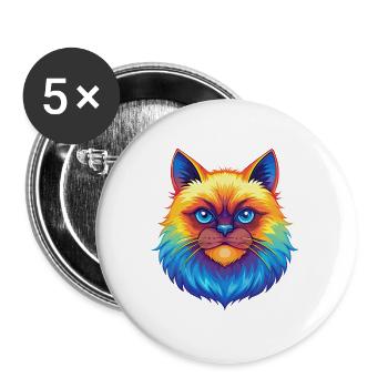 Himalayan Cat Breed Cartoon Kawaii Animal Pet - Buttons large 2.2''/56 mm (5-pack) - white - Front