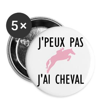 J peux pas j ai Cheval f - Lot de 5 grands badges (56 mm) - blanc - Devant