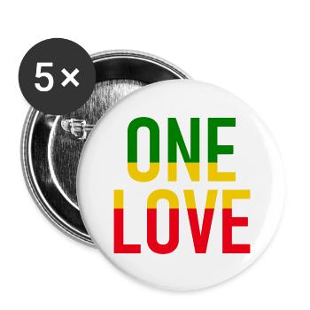 ONE LOVE - Musique Reggae - Musik - Lot de 5 grands badges (56 mm) - blanc - Devant