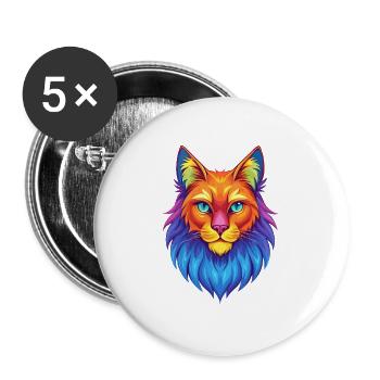 Norwegian Forest Cat Breed Cartoon Kawaii Animal P - Buttons large 2.2''/56 mm (5-pack) - white - Front