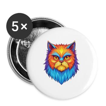 Chat Persan Race Dessin Animé Kawaii Animal Pet - Lot de 5 grands badges (56 mm) - blanc - Devant