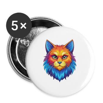 Chat Ragamuffin Race Dessin animé Kawaii Animal de compagnie - Lot de 5 grands badges (56 mm) - blanc - Devant