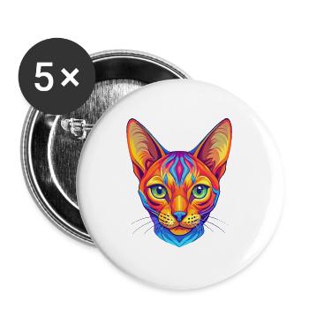 Ocicat Chat Race Dessin Animé Kawaii Animal Pet - Lot de 5 grands badges (56 mm) - blanc - Devant