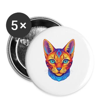 Ocicat Chat domestique race dessin animé Kawaii Animal Pe - Lot de 5 grands badges (56 mm) - blanc - Devant