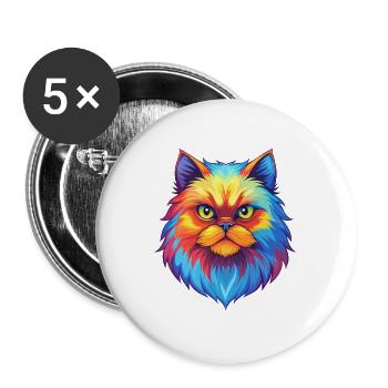 Colorpoint Chat Persan Race Dessin animé Kawaii Animal - Lot de 5 grands badges (56 mm) - blanc - Devant