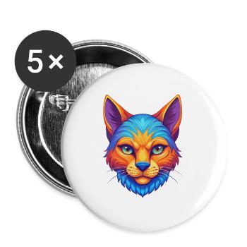 Chypre Chat Race Dessin Animé Kawaii Animal Pet - Lot de 5 grands badges (56 mm) - blanc - Devant