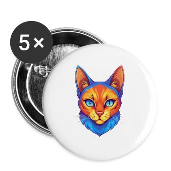 Burmilla Chat Race Dessin animé Kawaii Animal Pet - Lot de 5 grands badges (56 mm) - blanc - Devant